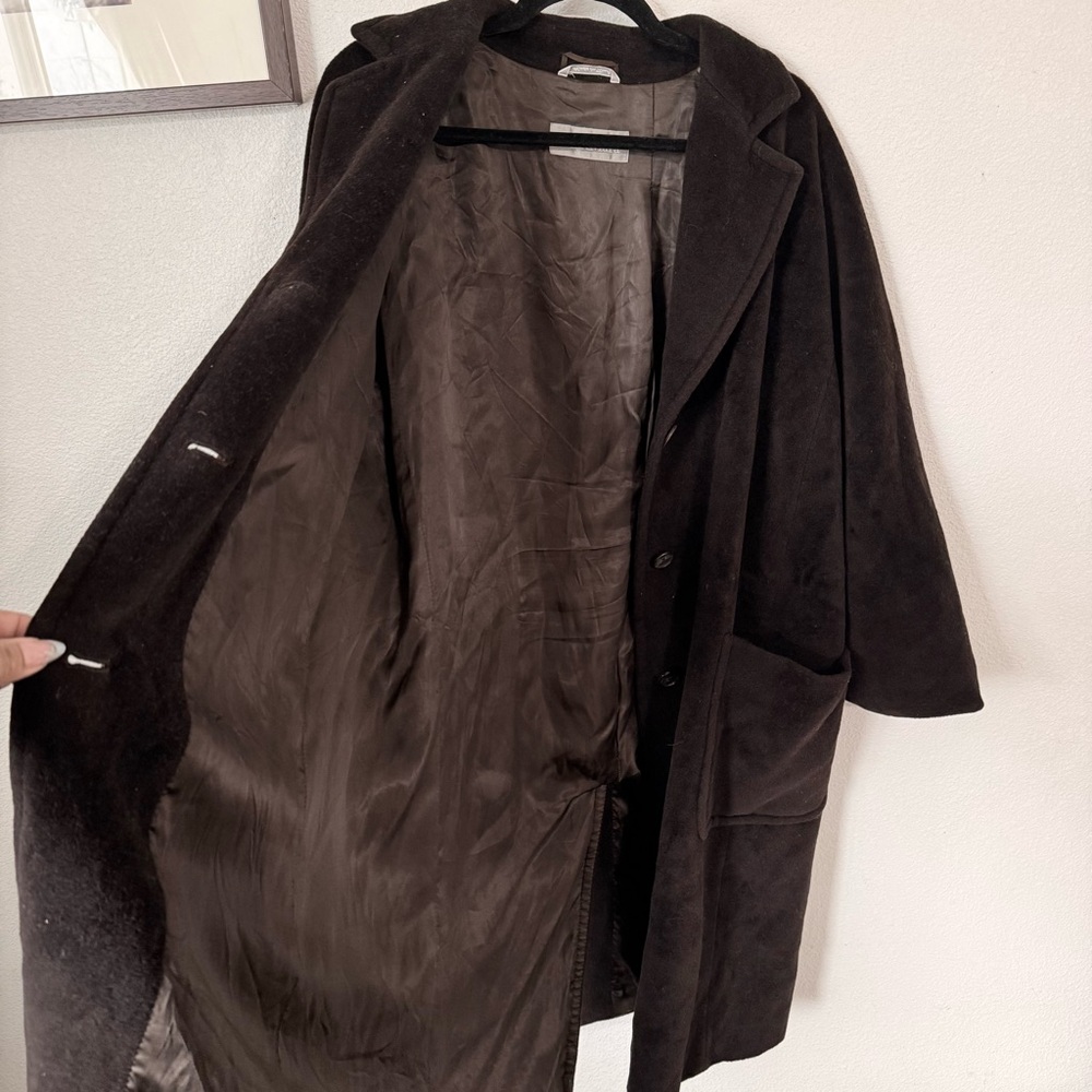 Vintage Max Mara Wool Chocolate Brown Coat Size US14 - Picture 5 of 9